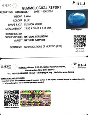 8.46/CT Natural Blue Sapphire with Govt Lab Certificate-4551